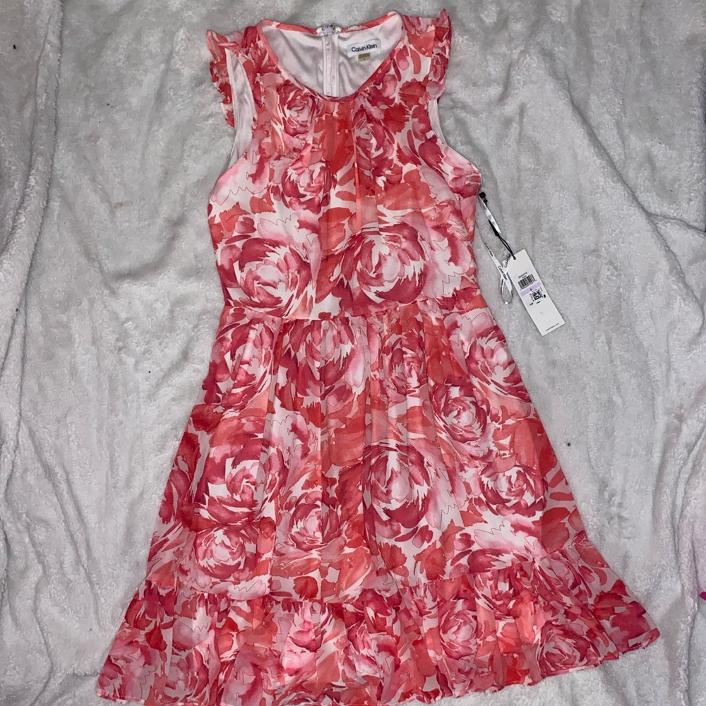 Calvin Klein Pink Floral Midi Dress